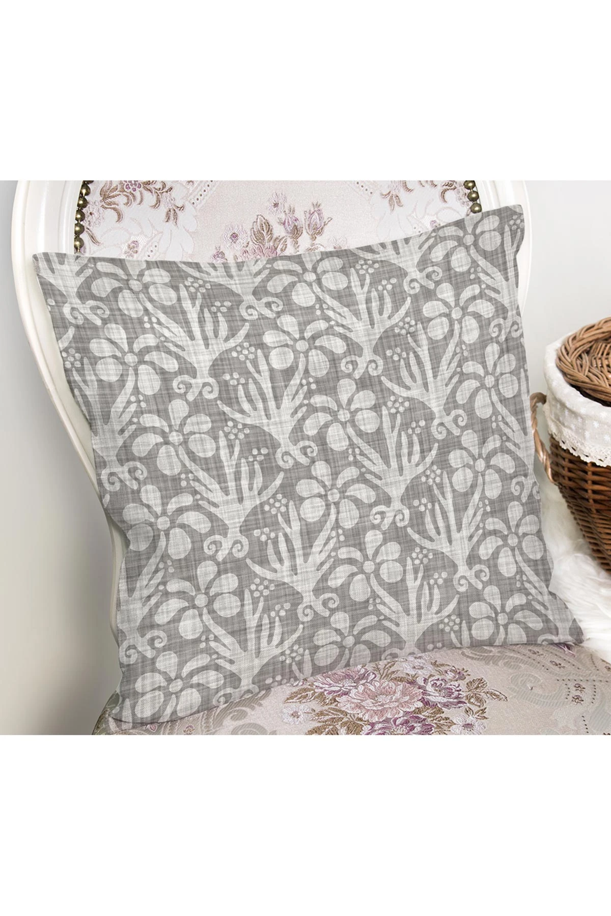 Taş 43x43 Dijital Baskılı Fermuarlı Modern Kırlent Kılıfı 272757