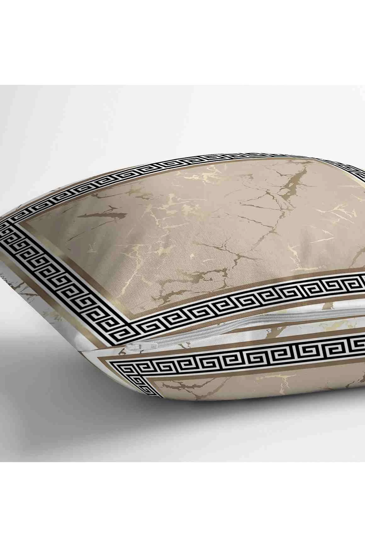 Altın 43x43 Dijital Baskılı Fermuarlı Modern Kırlent Kılıfı 252273