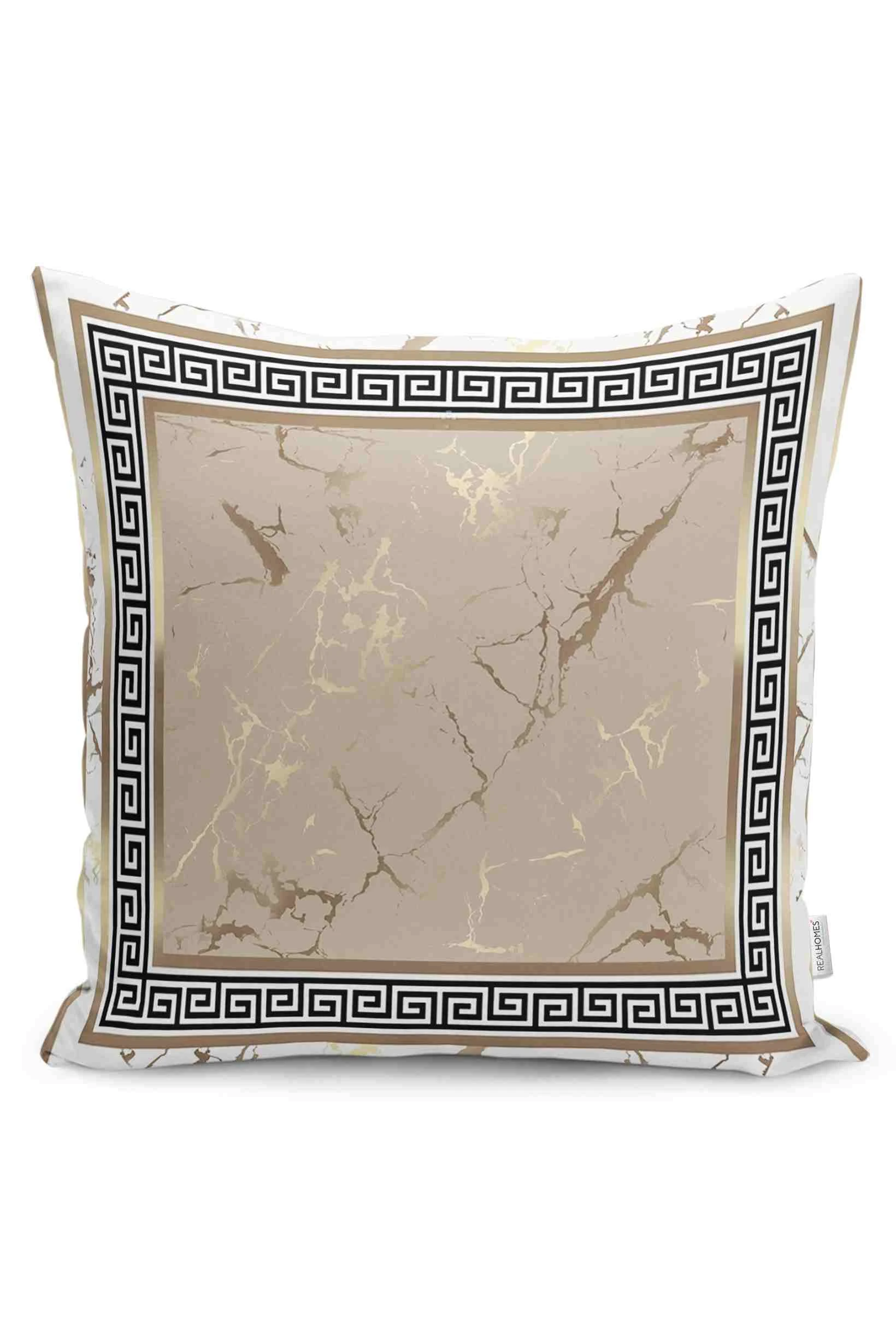 Altın 43x43 Dijital Baskılı Fermuarlı Modern Kırlent Kılıfı 252273