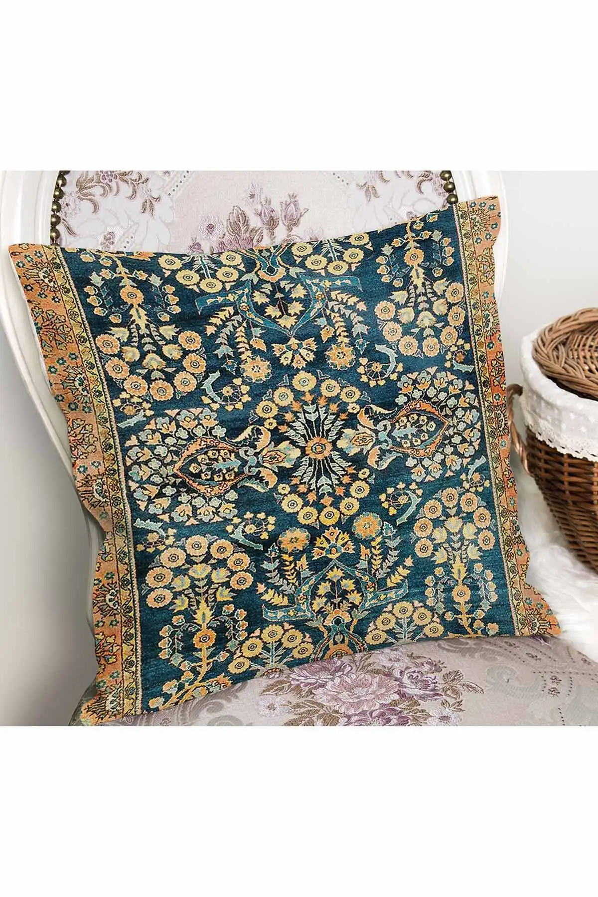 43x43 Dijital Baskılı Fermuarlı Modern Kırlent Kılıfı 308764