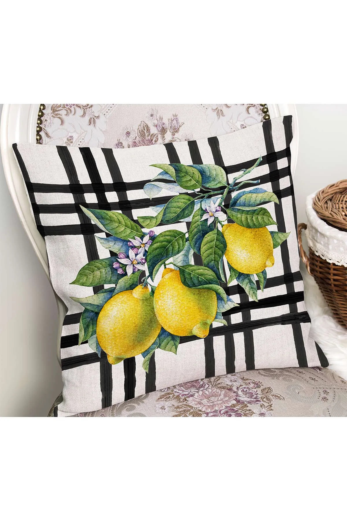 43x43 Dijital Baskılı Fermuarlı Modern Kırlent Kılıfı 308683