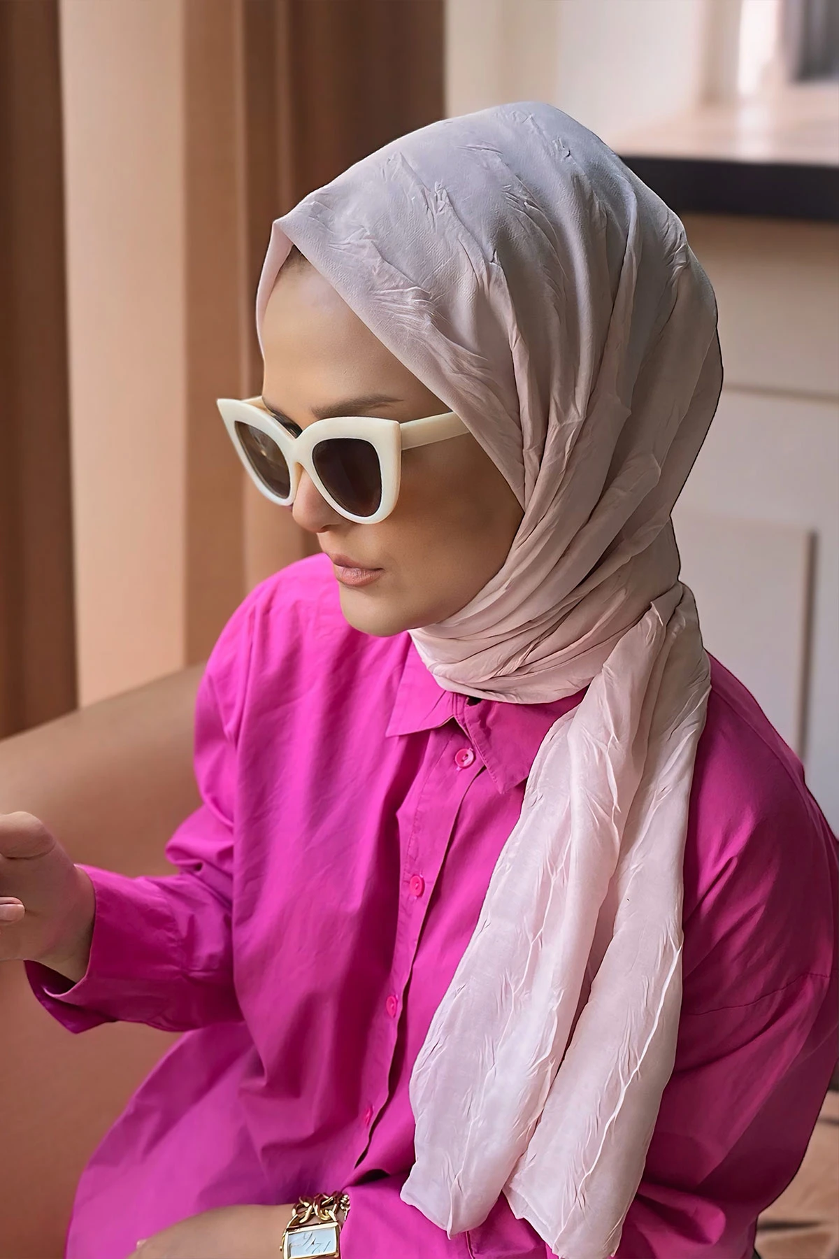 Pudra Pembe 75x180 Piliseli Bambu Şal 282812