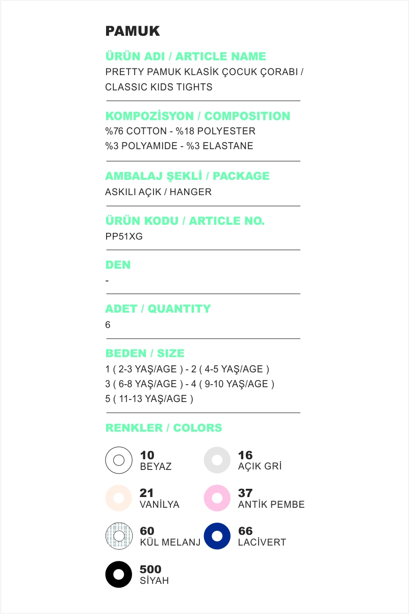 Antik Pembe 37 Penti  Pretty Pamuk Klasik Kız Çocuk Külotlu Çorap 421890