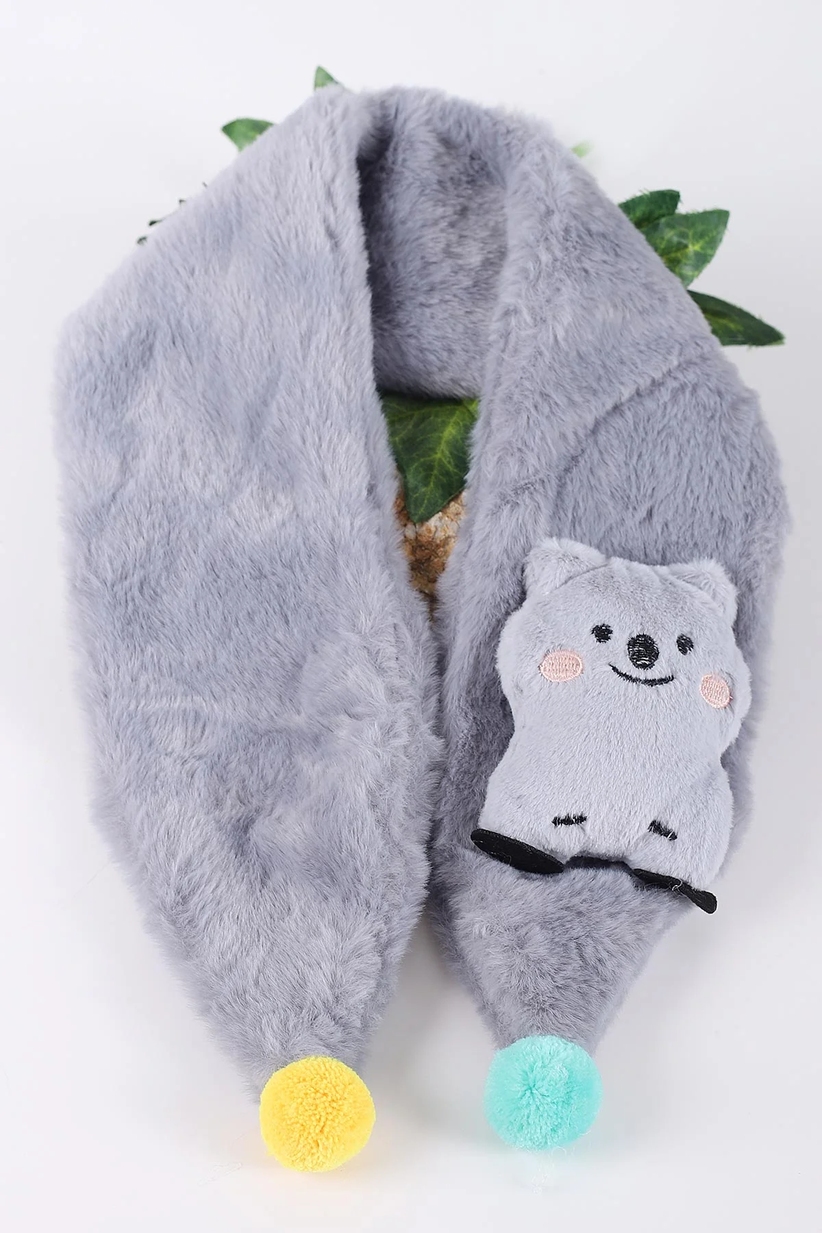 Antrasit (0-10 Yaş)   Ayıcık Nakışlı  Ponponlu Peluş Bebek&Çocuk Atkı&Aksesuar 410971
