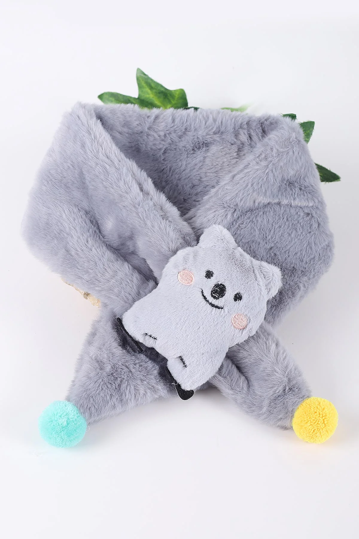 Antrasit (0-10 Yaş)   Ayıcık Nakışlı  Ponponlu Peluş Bebek&Çocuk Atkı&Aksesuar 410971