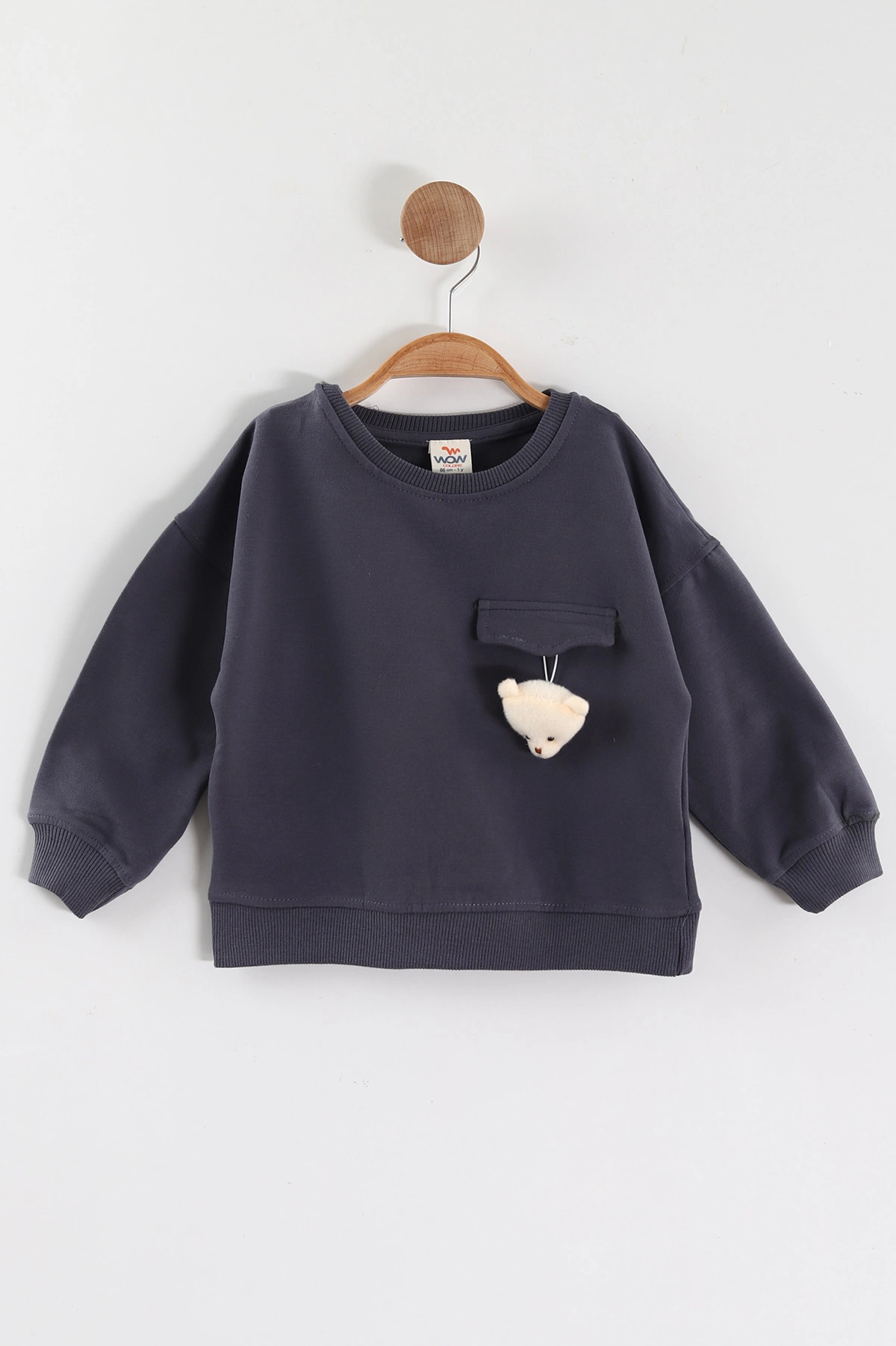 Antrasit (1-4 Yaş)Ayıcık Aksesuarlı Erkek Çocuk Sweatshirt 432823