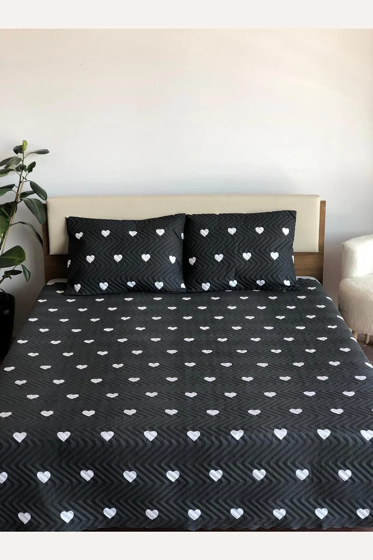 Antrasit 160x240 Cm Tek Kişilik Çok Amaçlı Pike Takımı 395549
