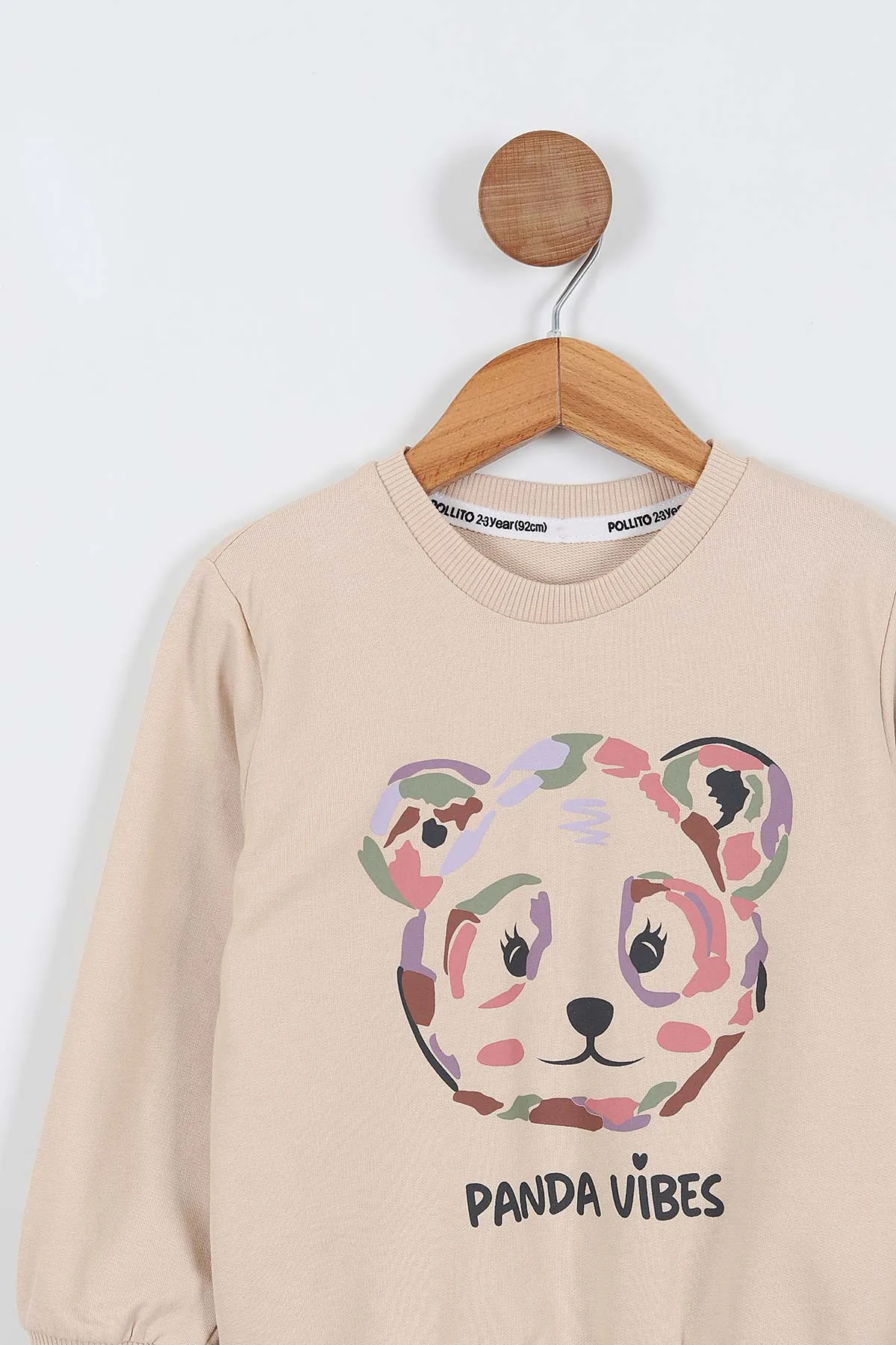 Antrasit (2-5 Yaş) Panda Vibes Baskılı Taytlı Kız Çocuk Takım 336968