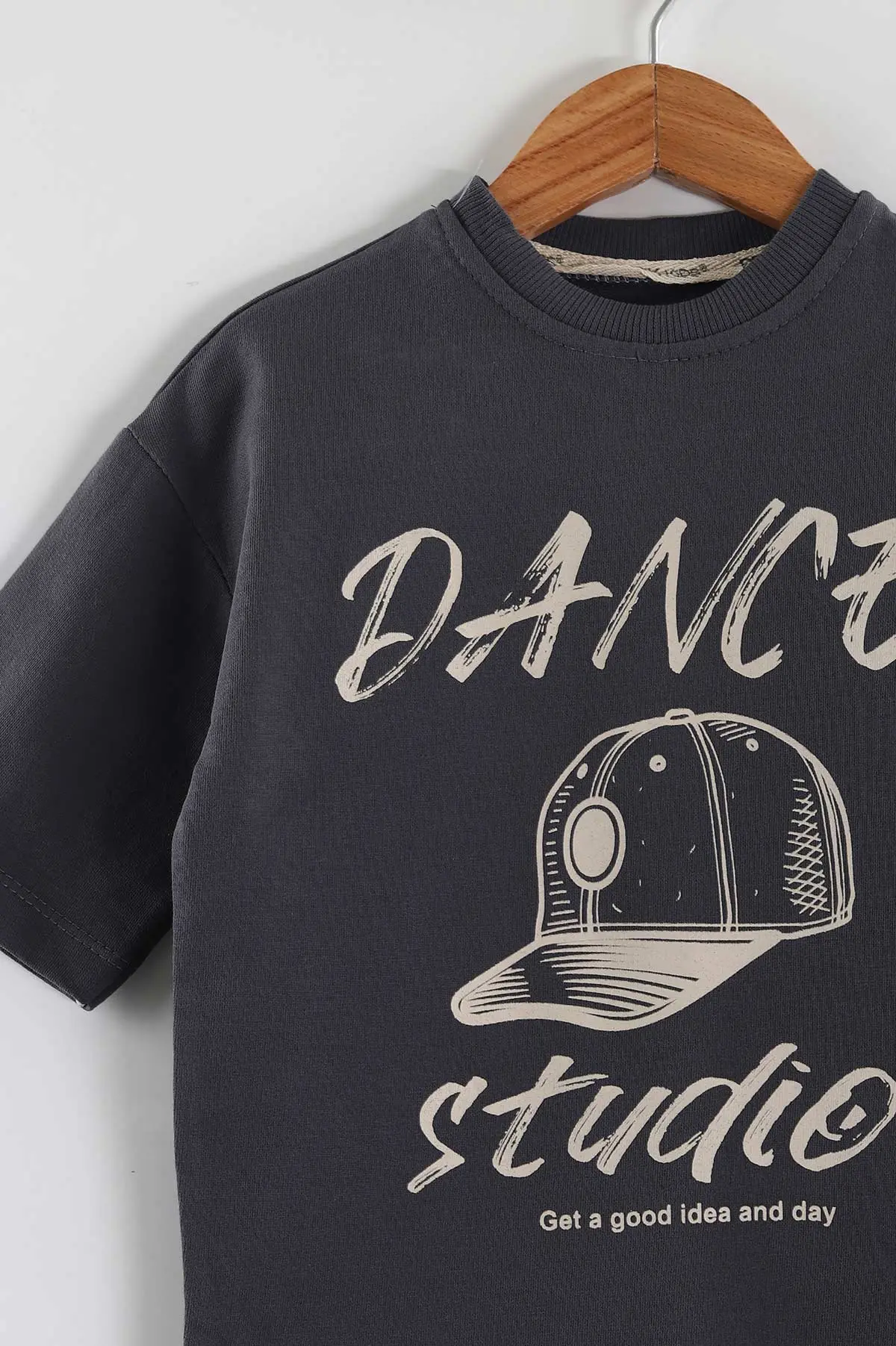 Antrasit (2-6 Yaş) Dance Studios Baskılı Şortlu Süprem Erkek Çocuk Yazlık Takım 438086