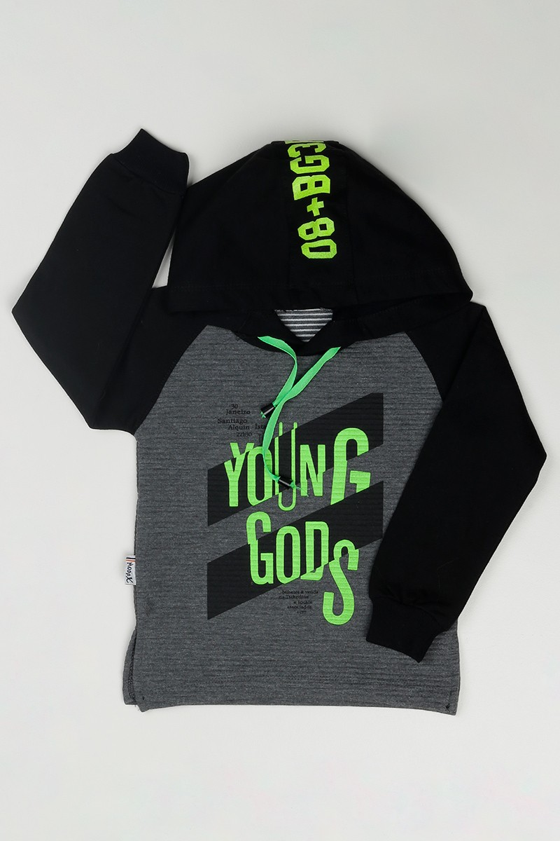 Antrasit (2-6 Yaş) Young Baskılı Kapüşonlu Erkek Çocuk Sweatshirt 83760