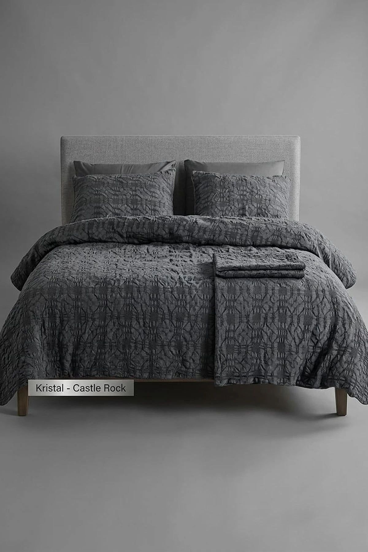 Antrasit 200x220 Cm Bella Home Çift Kişilik Kristal Jakarlı Nevresim Takımı - Zarif Desen & Premium Kalite 475809