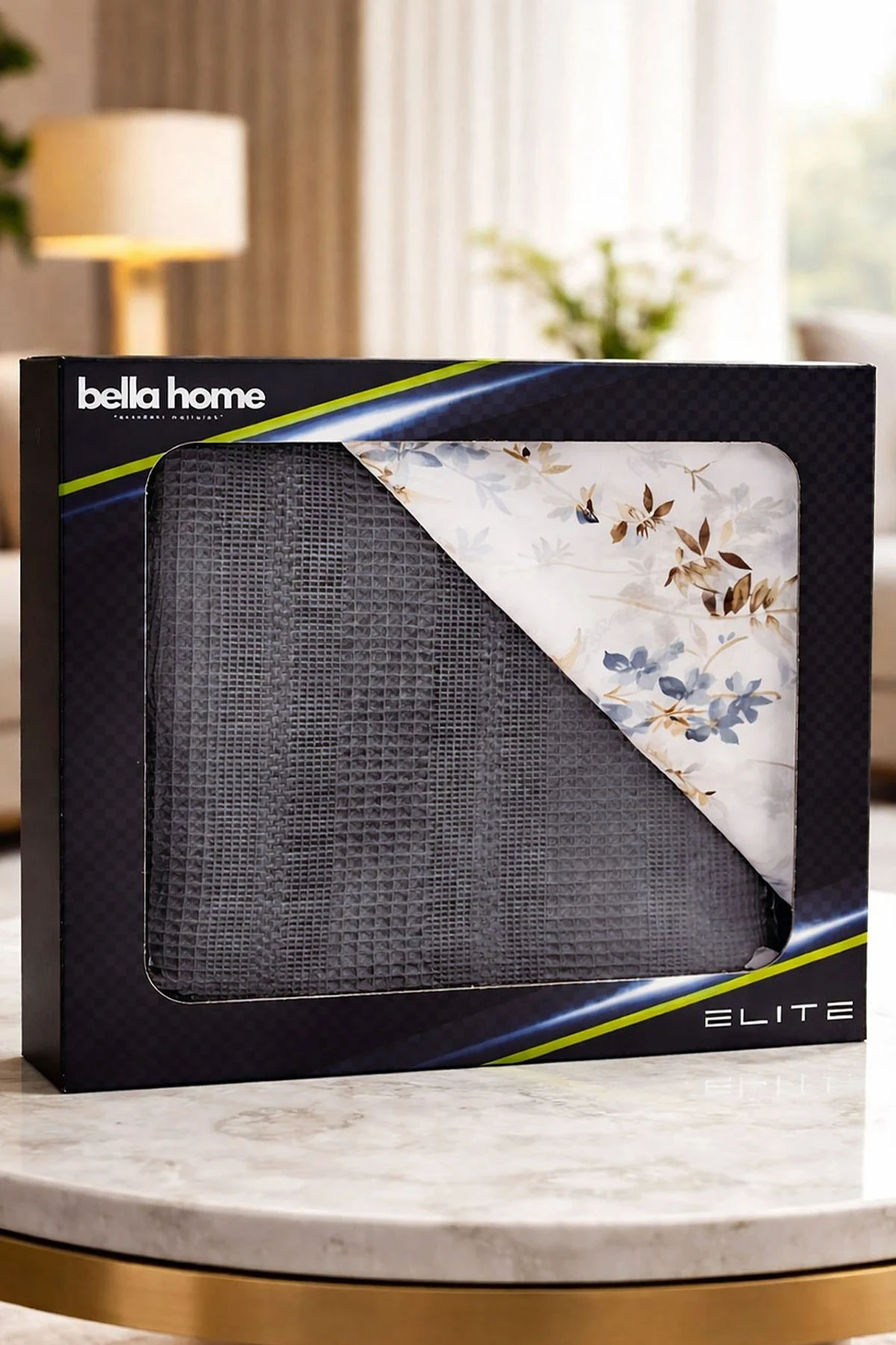 Antrasit 200x230 Cm Bella Home Çift Kişilik Pamuklu Petek Pike Takımı 474613