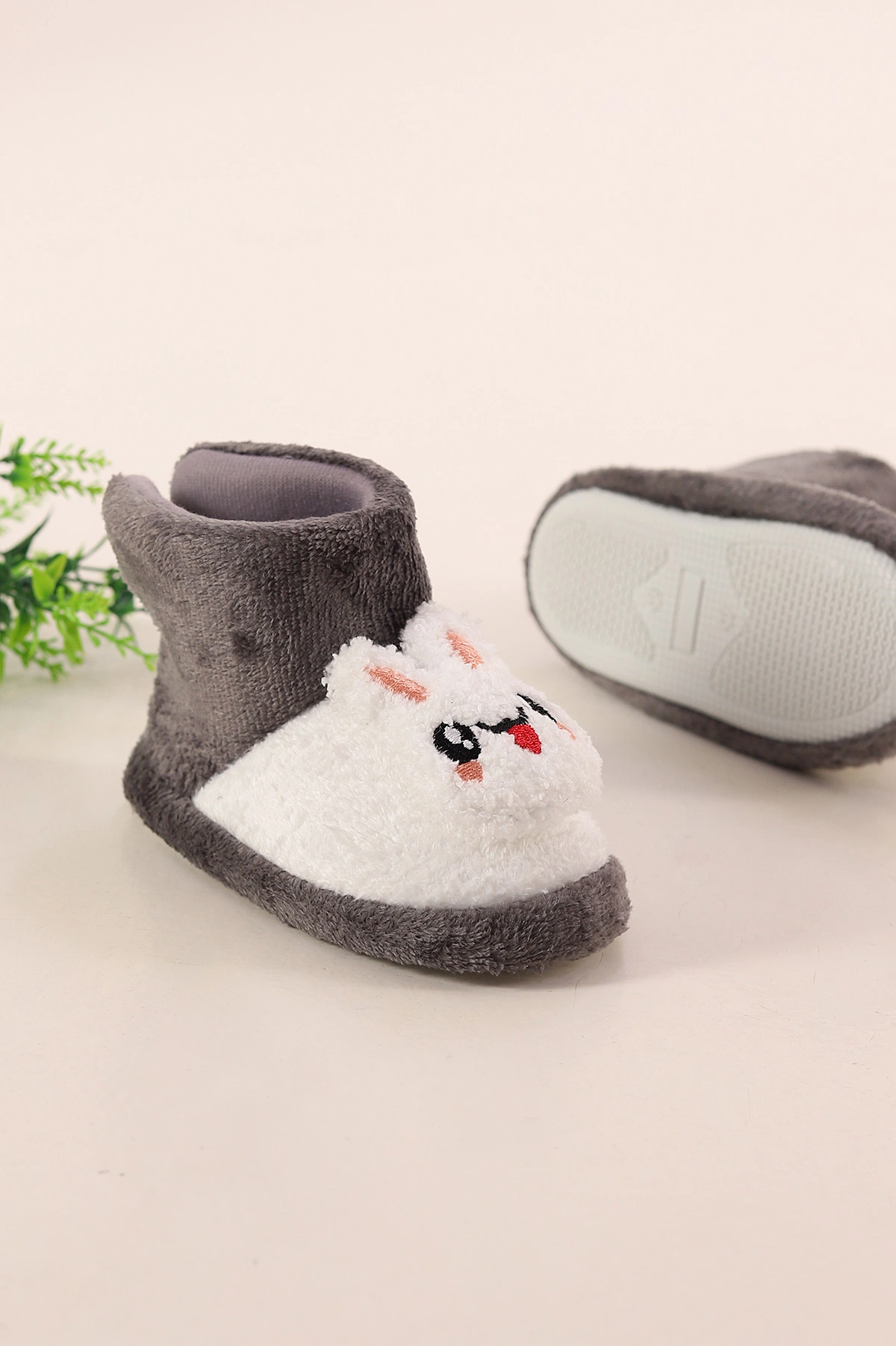 Antrasit ( 25 - 30 ) Peluş Figürlü Kız Çocuk Panduf 394652