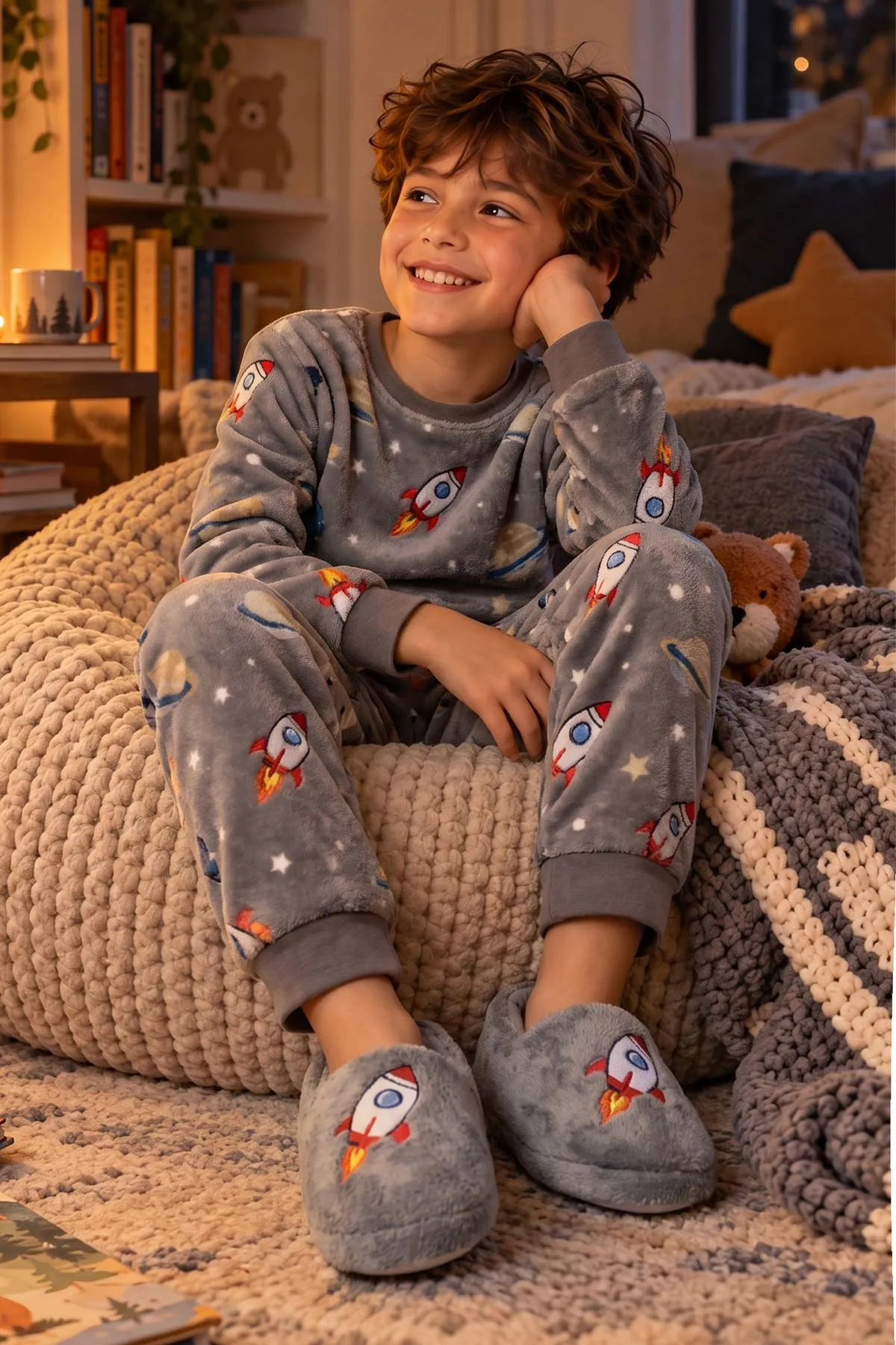 Antrasit ( 29 - 34 ) Peluş Erkek Çocuk Panduf 495155