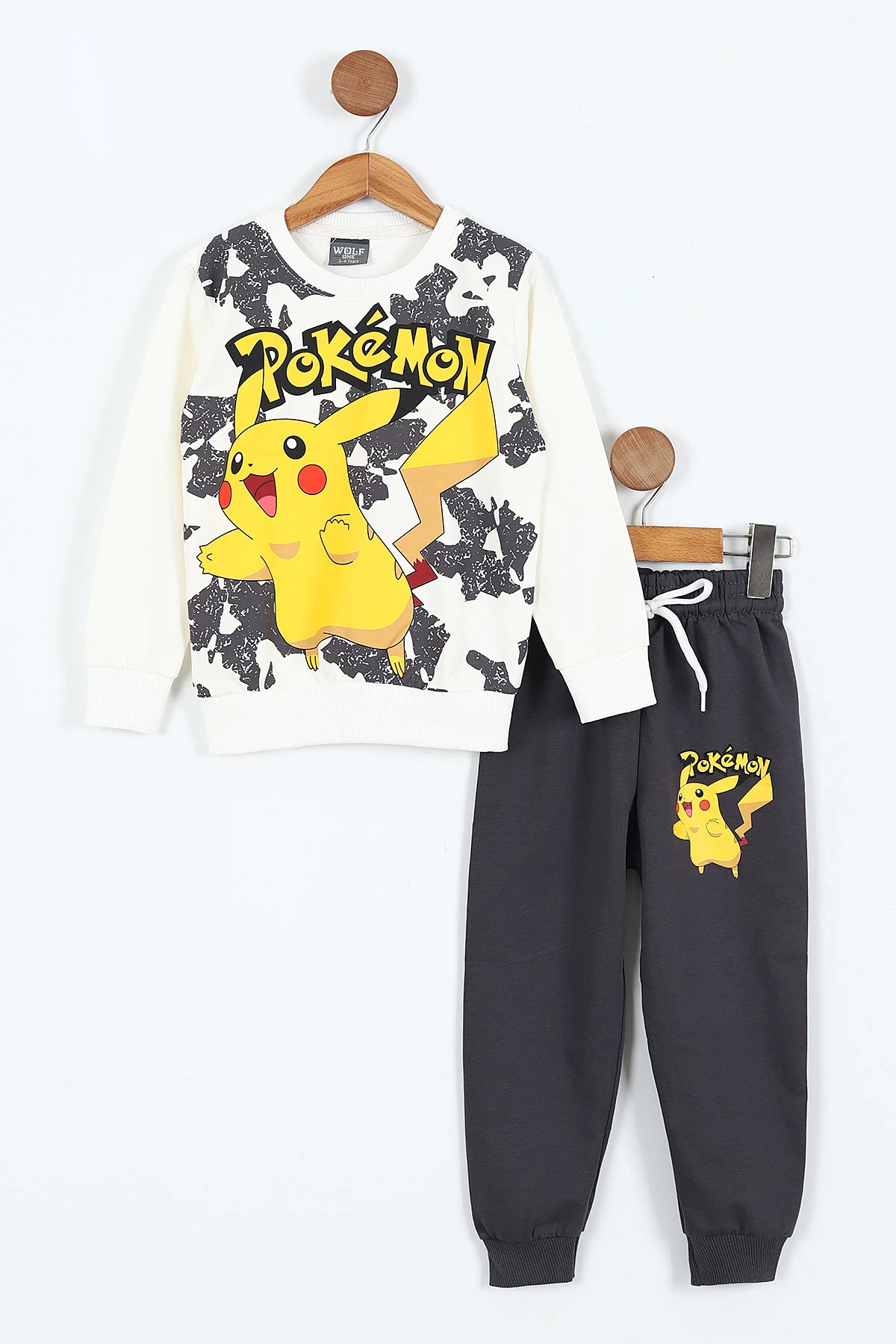 Antrasit (3-10 Yaş)Pokemon Baskılı Şardonsuz Erkek Çocuk Mevsimlik