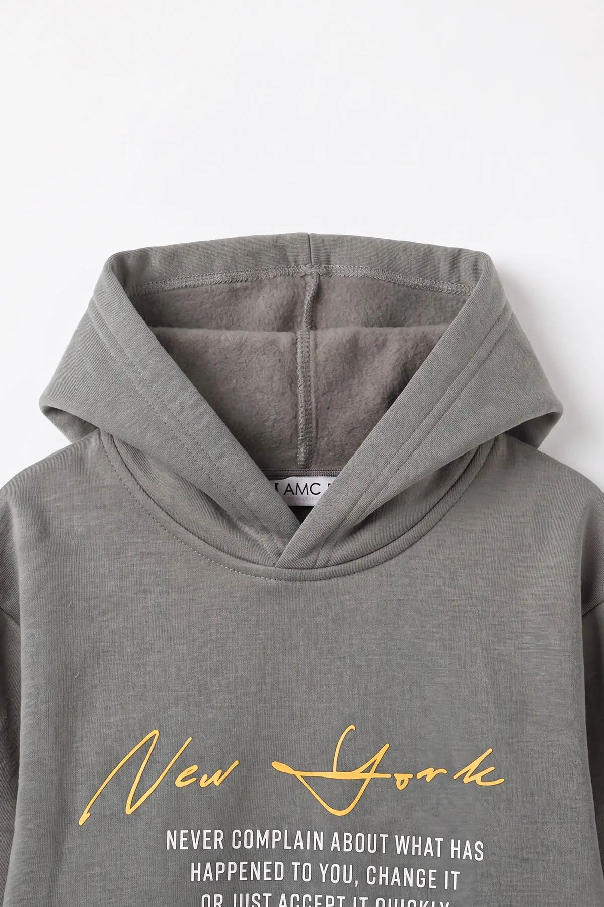 Antrasit (3-12 Yaş) Baskılı 3 İp Şardonlu Kapüşonlu Erkek Çocuk Sweatshirt 473838