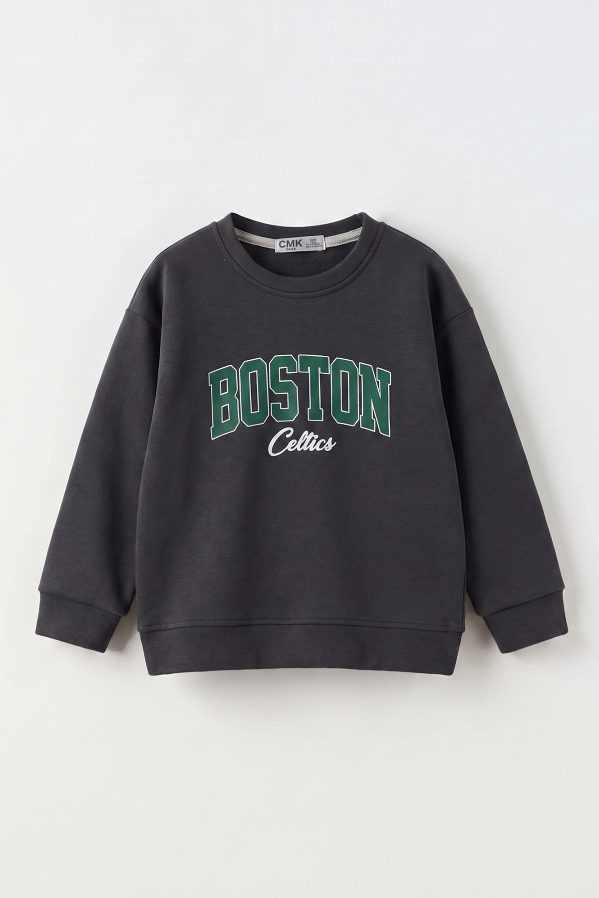 Antrasit (3-12 Yaş) Boston Baskılı Erkek Çocuk Sweatshirt 473822