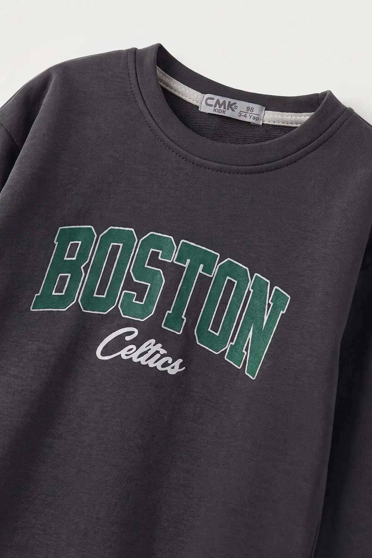 Antrasit (3-12 Yaş) Boston Baskılı Erkek Çocuk Sweatshirt 473822