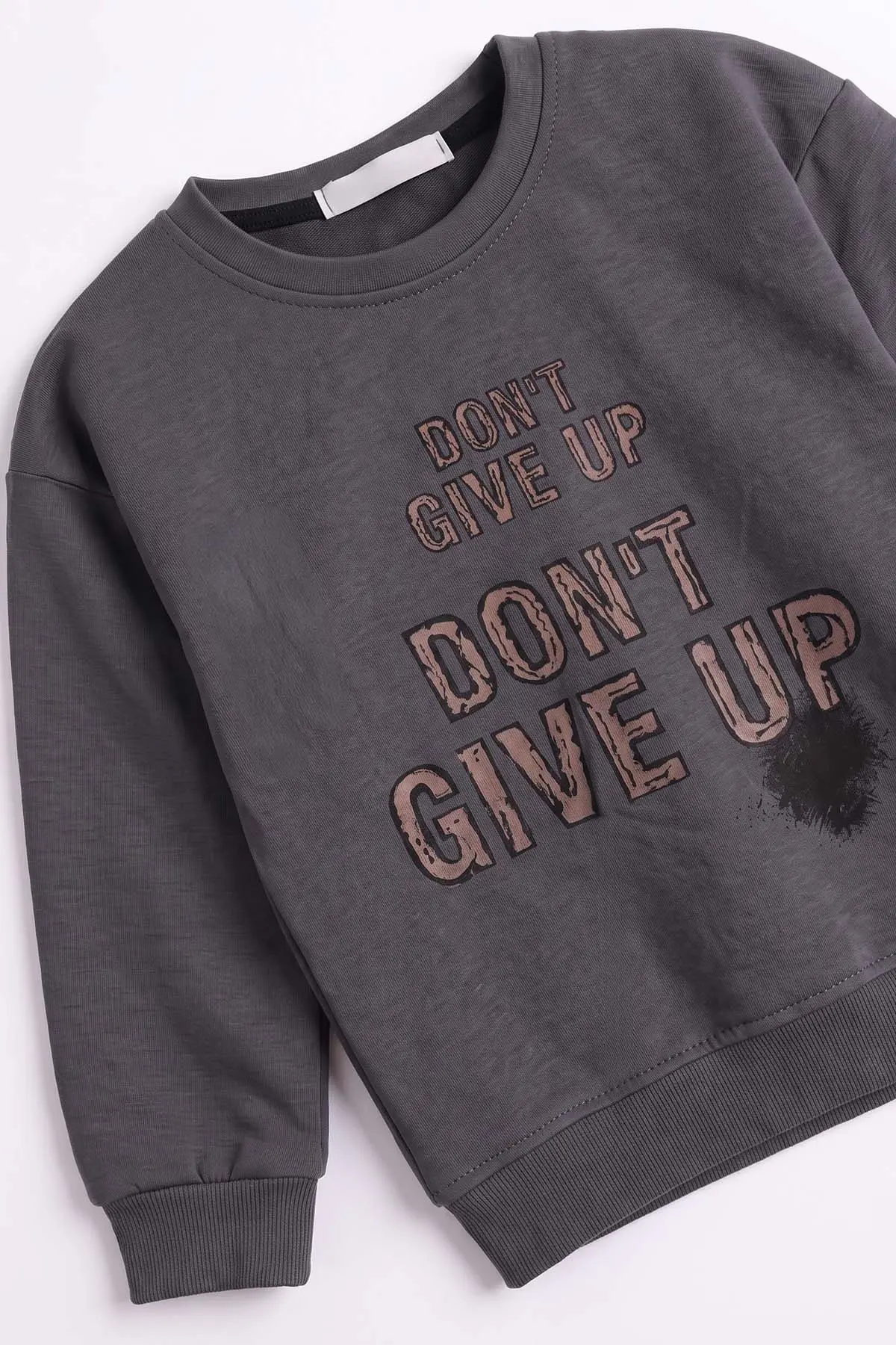 Antrasit (3-12 Yaş) Dont Give Baskılı Erkek Çocuk Sweatshirt 479167