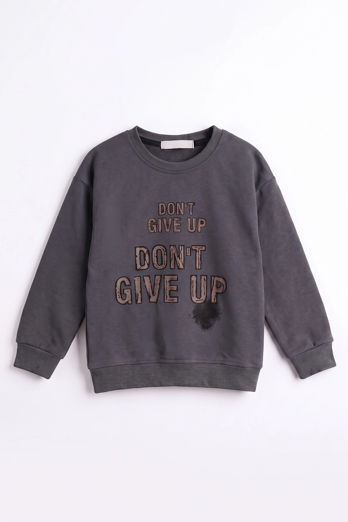 Antrasit (3-12 Yaş) Dont Give Baskılı Erkek Çocuk Sweatshirt 479167