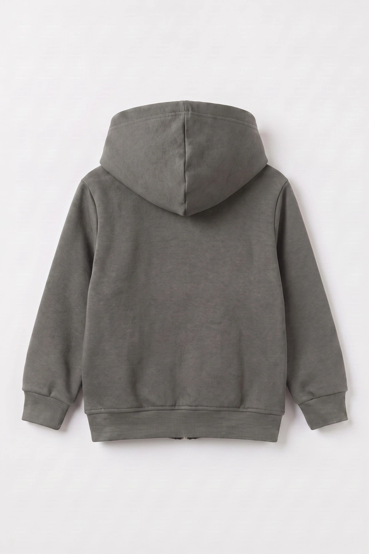 Antrasit (3-12 Yaş) Nakışlı Kapüşonlu Fermuarlı  Şardonlu 3 İp Erkek Çocuk Sweatshirt 484134