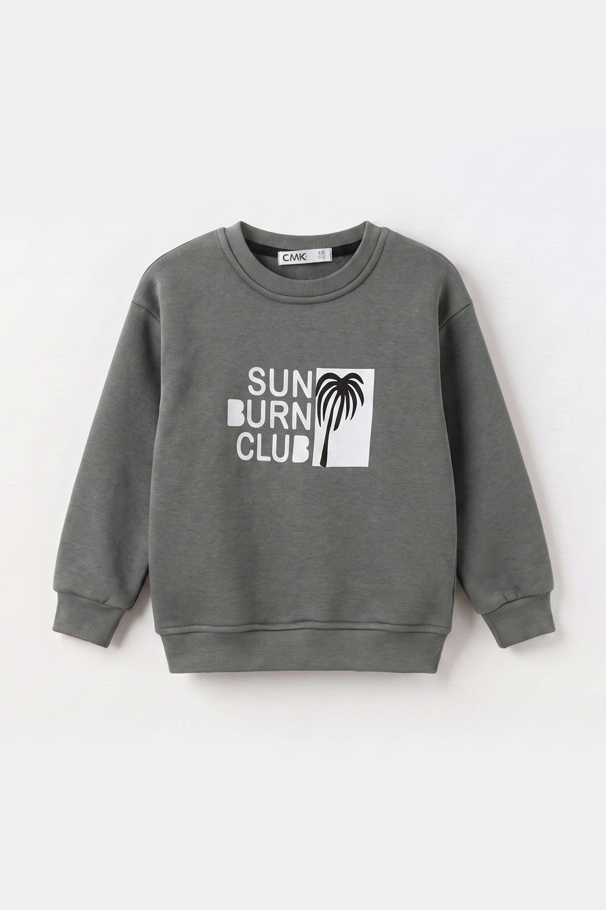 Antrasit (3-12 Yaş)Palmiye Baskılı 3 İp Şardonlu Erkek Çocuk Sweatshirt 484127