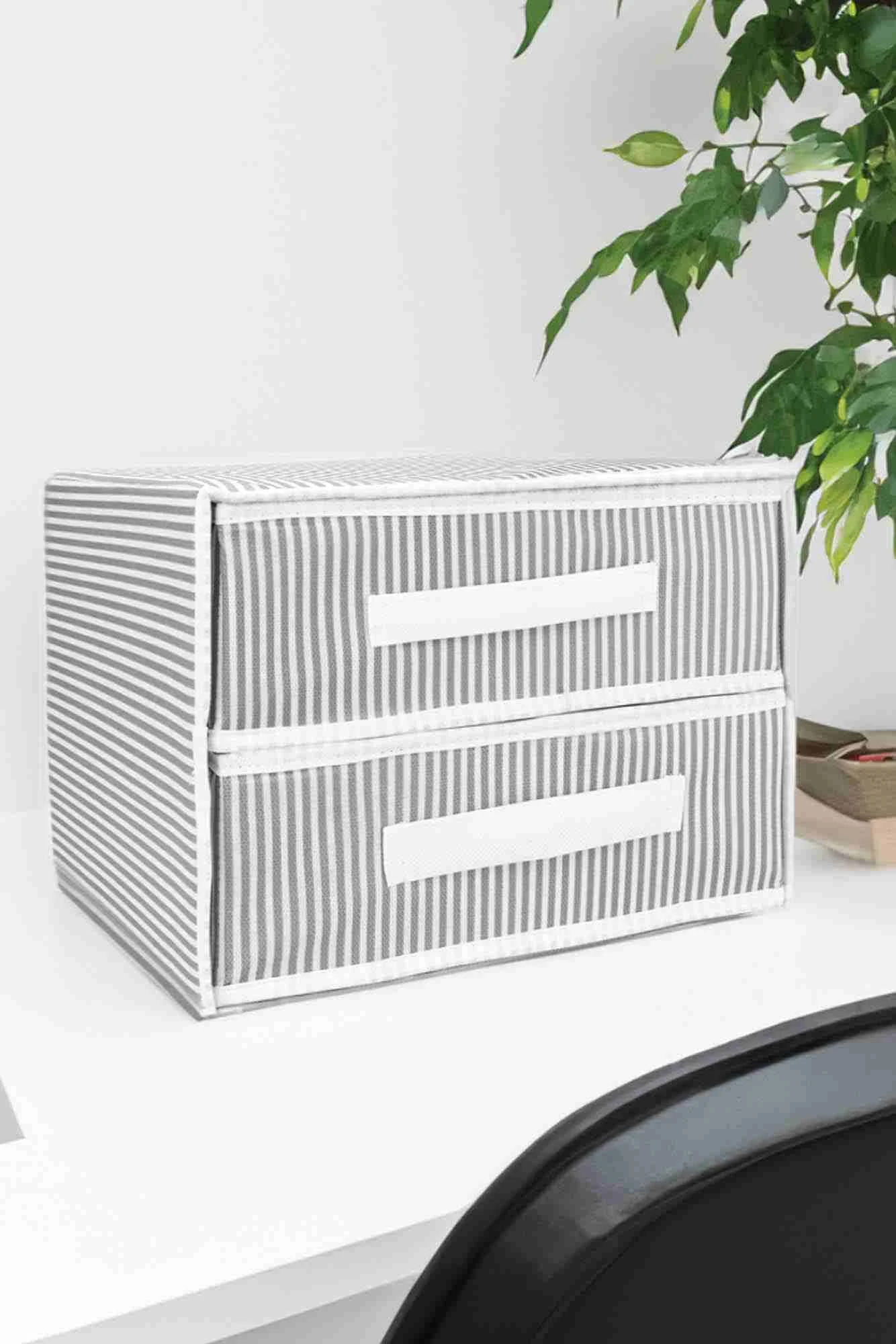 Antrasit 30x31x22 / 2 Bölmeli Bez Çekmece Organizer Düzenleyici 250437