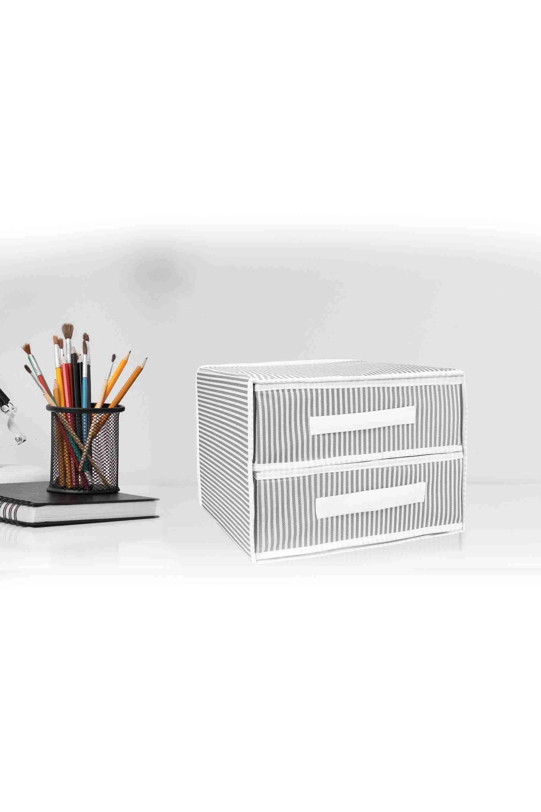 Antrasit 30x31x22 / 2 Bölmeli Bez Çekmece Organizer Düzenleyici 250437