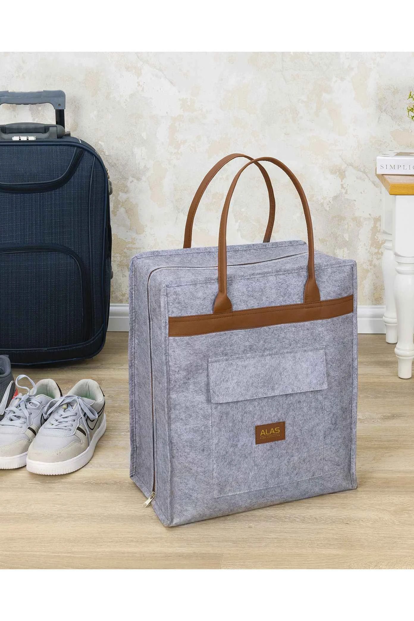 Antrasit 35x22x40 Deri Kulplu Ayakkabı Seyahat Çantası 249846