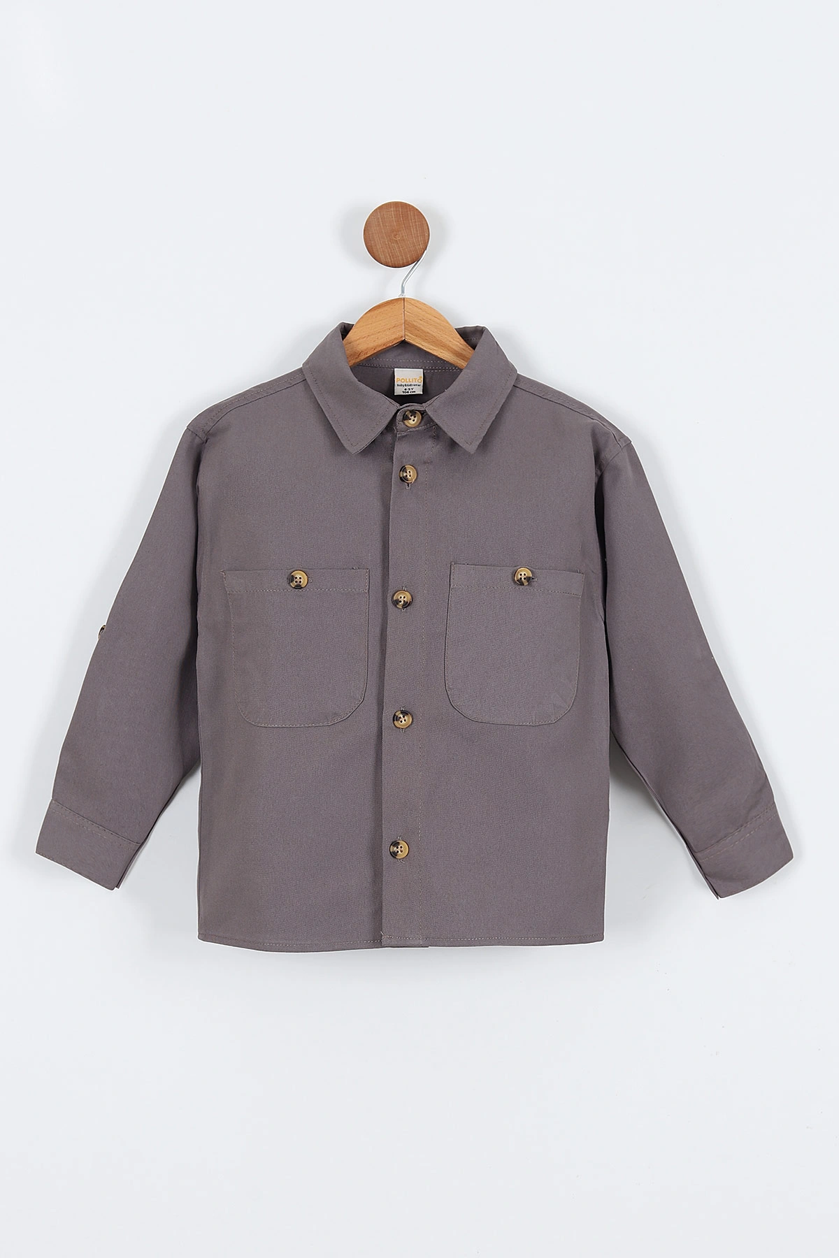 Antrasit (5-14 Yaş) Çift Cepli Oversize Kalıp Erkek Çocuk Gabardin Gömlek 323436