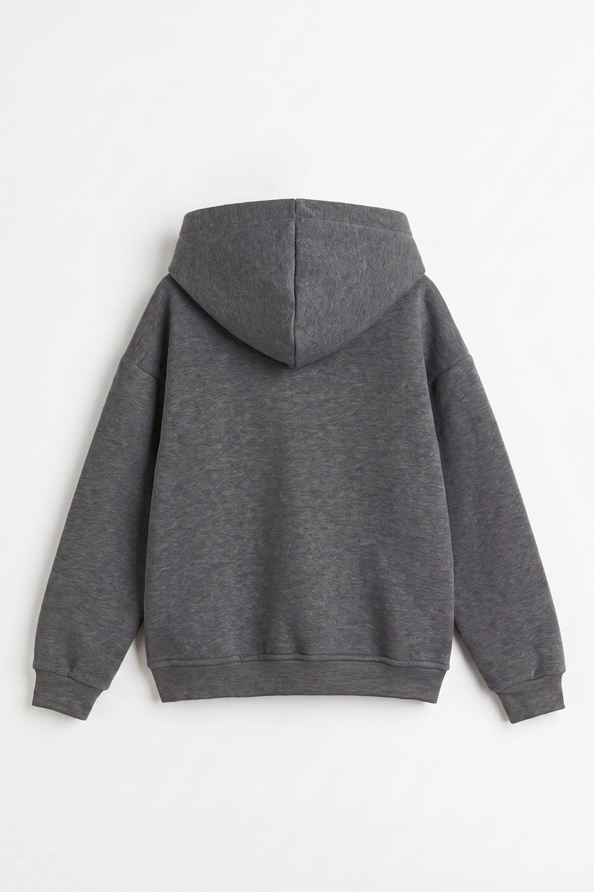 Antrasit (5-12 Yaş)Kapüşonlu Baskısız Üç İp Şardonlu Erkek Çocuk Sweatshirt 492184