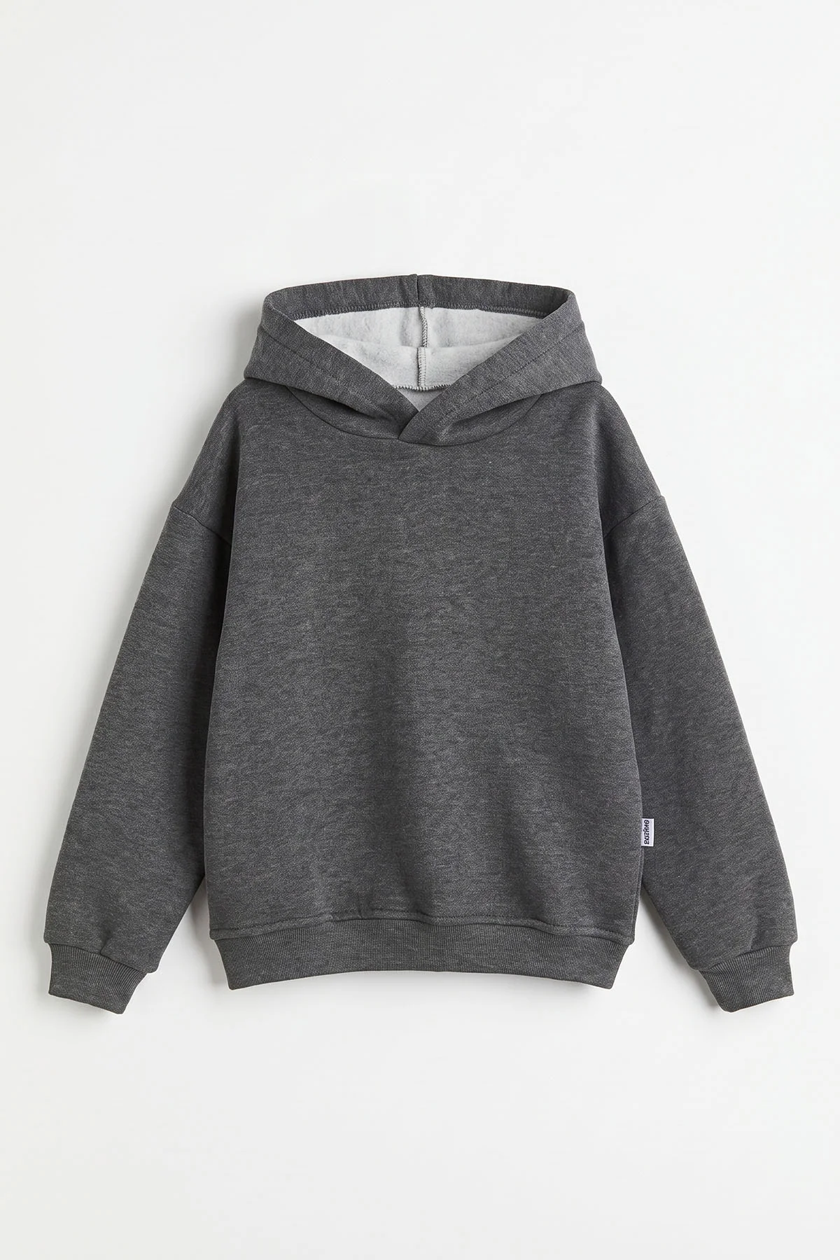 Antrasit (5-12 Yaş)Kapüşonlu Baskısız Üç İp Şardonlu Erkek Çocuk Sweatshirt 492184