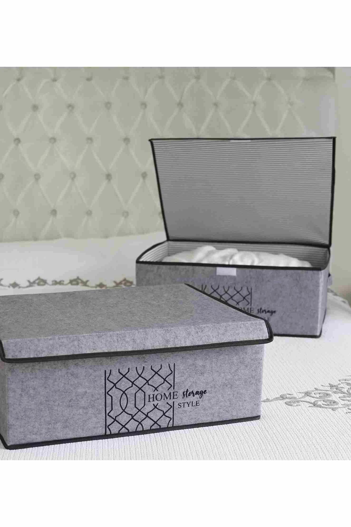 Antrasit 50x40x19 Keçe Kapaklı Baza Kutu 249874