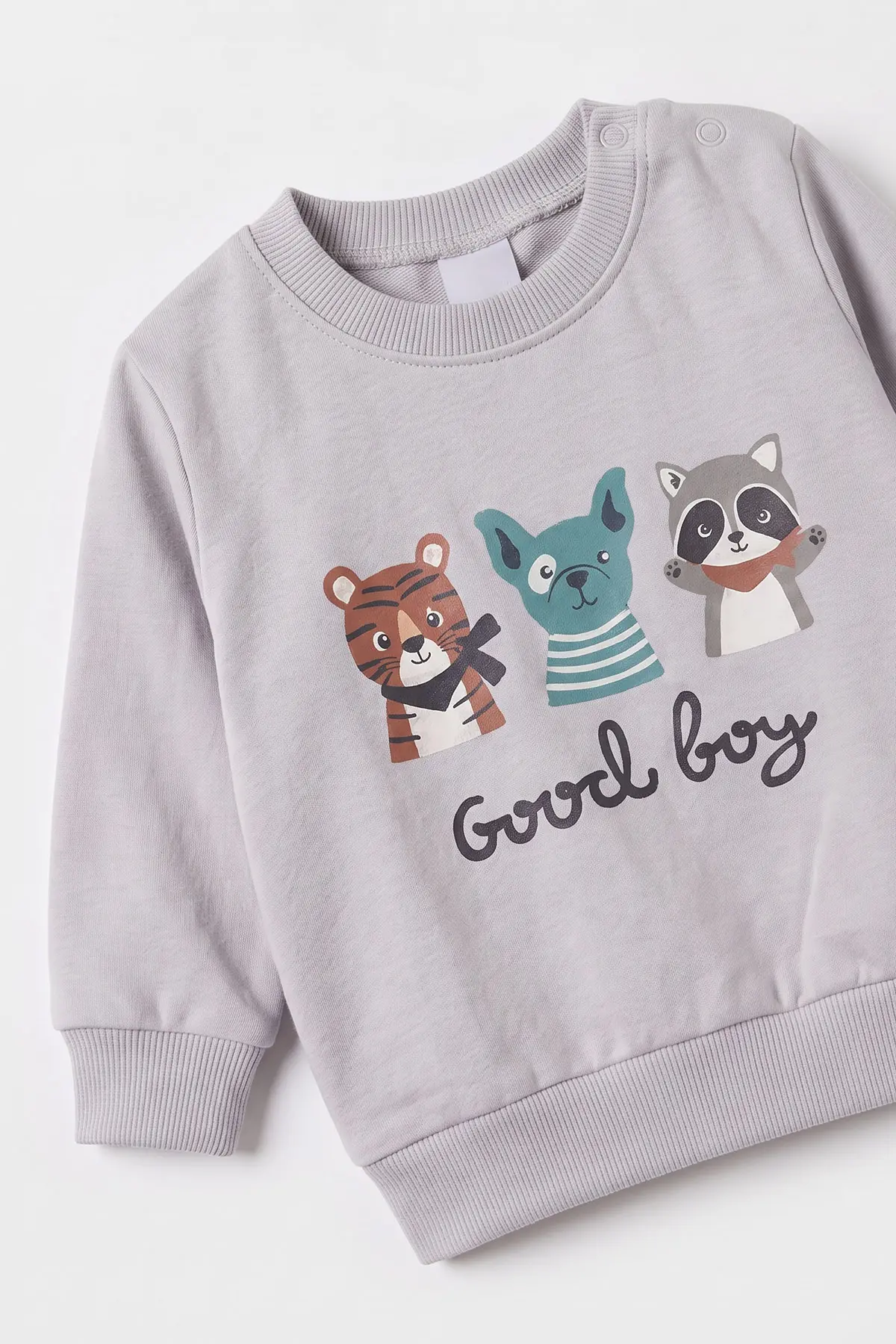 Antrasit (6-24 Ay) Good Boy Baskılı 2 İp Erkek Bebek Mevsimlik Takım 484019