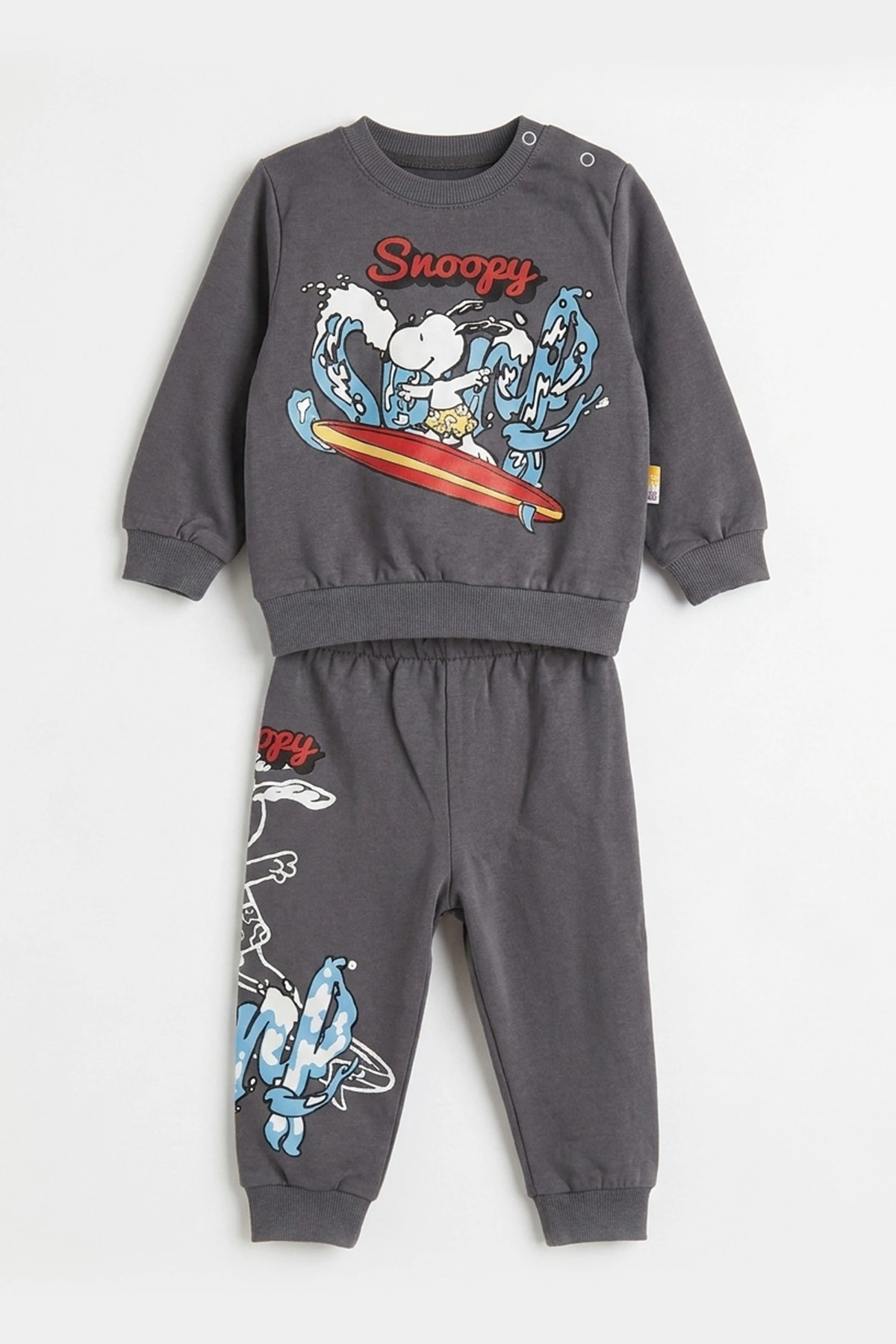 Antrasit (6-24 Ay) Snoopy Baskılı 2 İp Erkek Bebek Takım 480131
