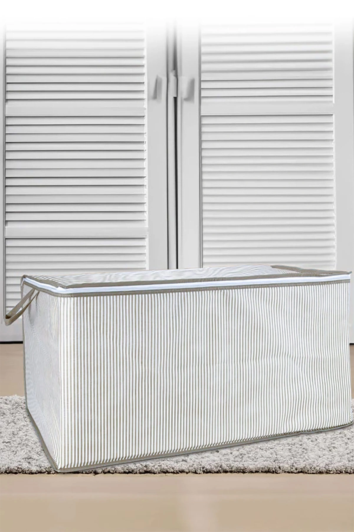 Antrasit 75x40x40 Çizgili Fermuarlı Yastık Hurcu 286205
