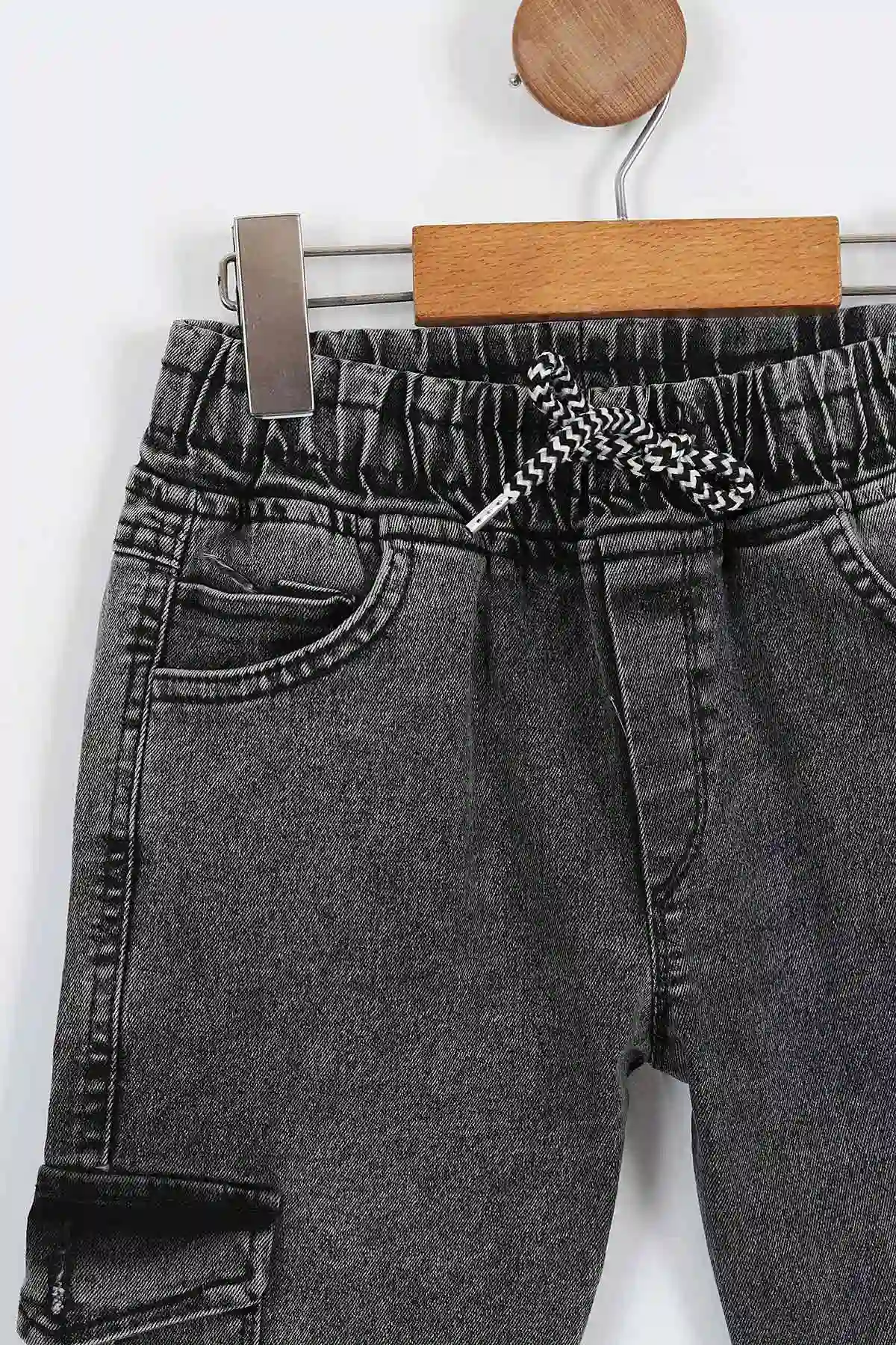 Antrasit (8-12 Yaş)Kargo Cepli Erkek Çocuk Kot Pantolon 330525