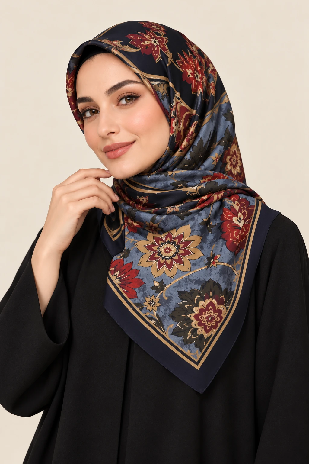 Antrasit 90x90 Cm Dijital Baskılı Heritage Desen Soft Eşarp 498577