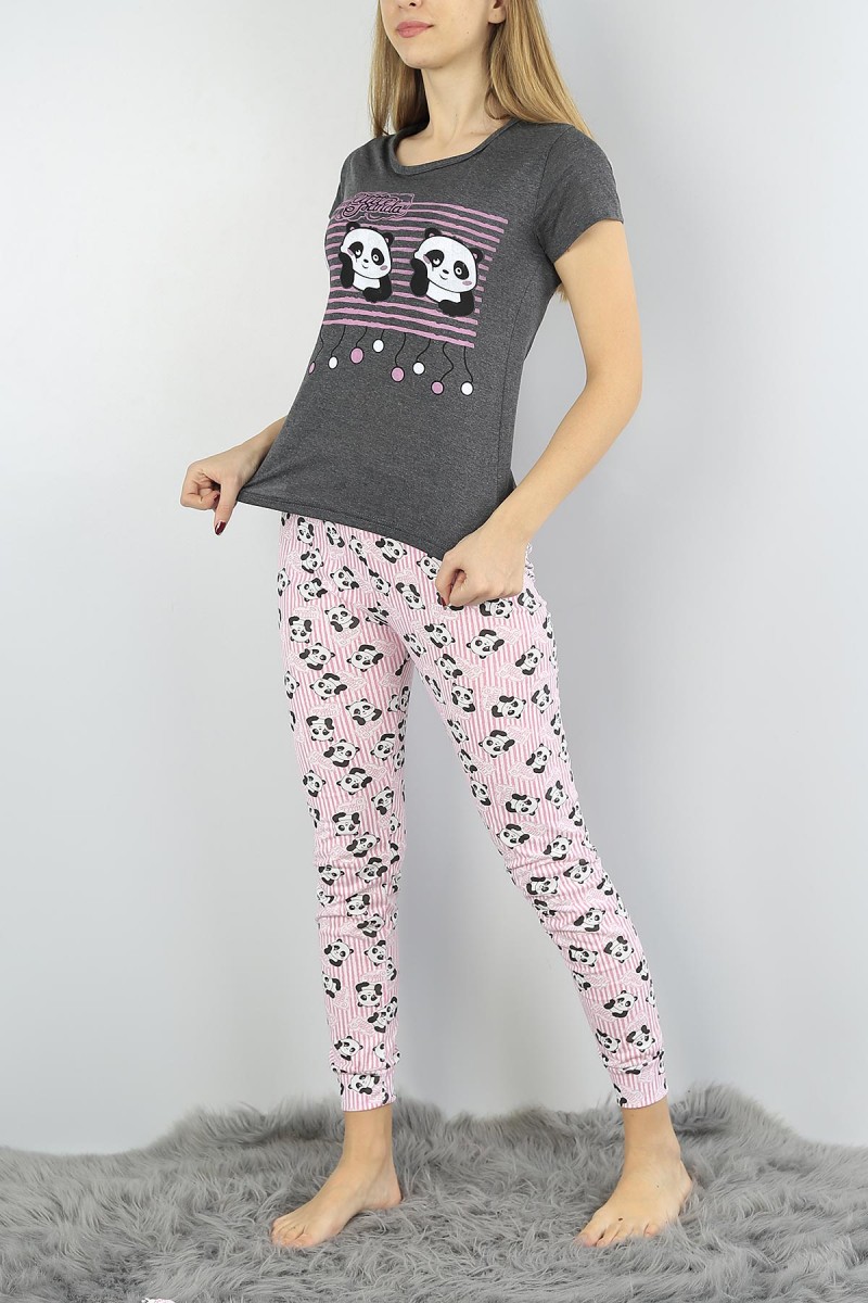 Antrasit Baskılı Bayan Pijama Takımı 54883