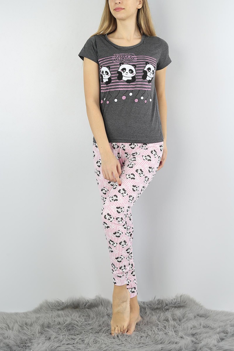 Antrasit Baskılı Bayan Pijama Takımı 54883