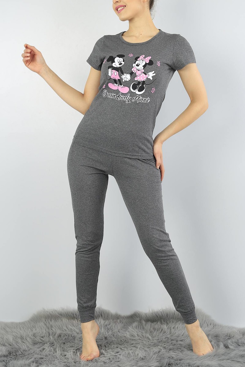 Antrasit Baskılı Bayan Pijama Takımı 54888