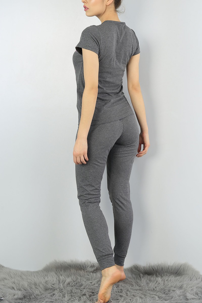Antrasit Baskılı Bayan Pijama Takımı 54888