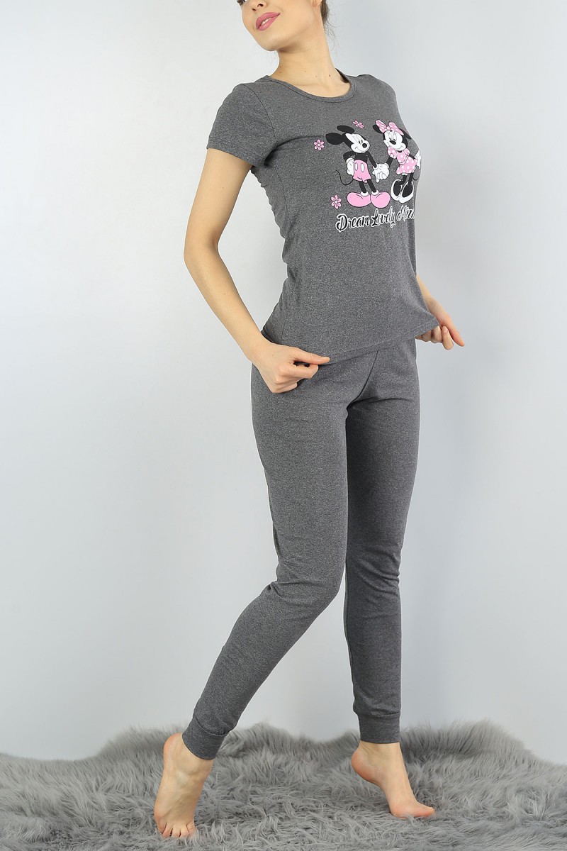 Antrasit Baskılı Bayan Pijama Takımı 54888