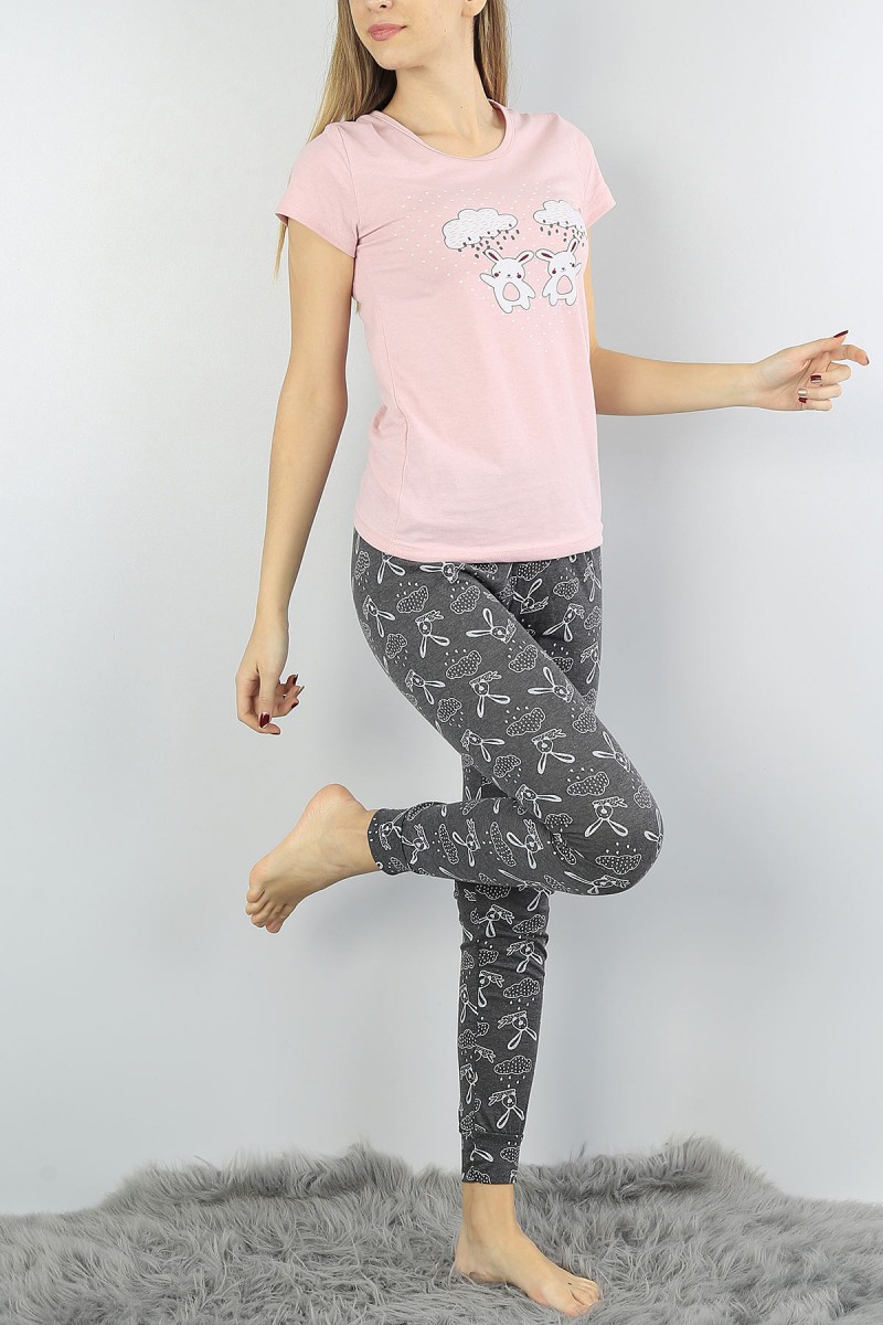 Antrasit Baskılı Bayan Pijama Takımı 54910