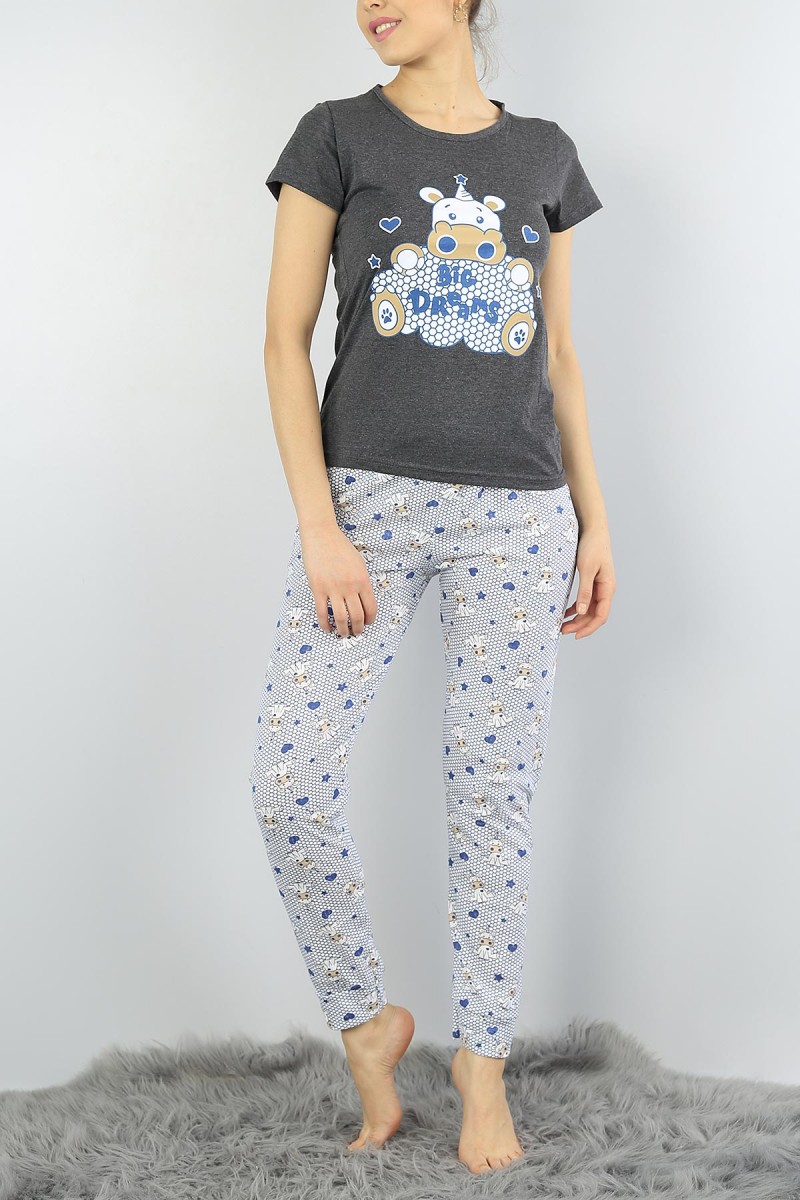 Antrasit Baskılı Bayan Pijama Takımı 54921