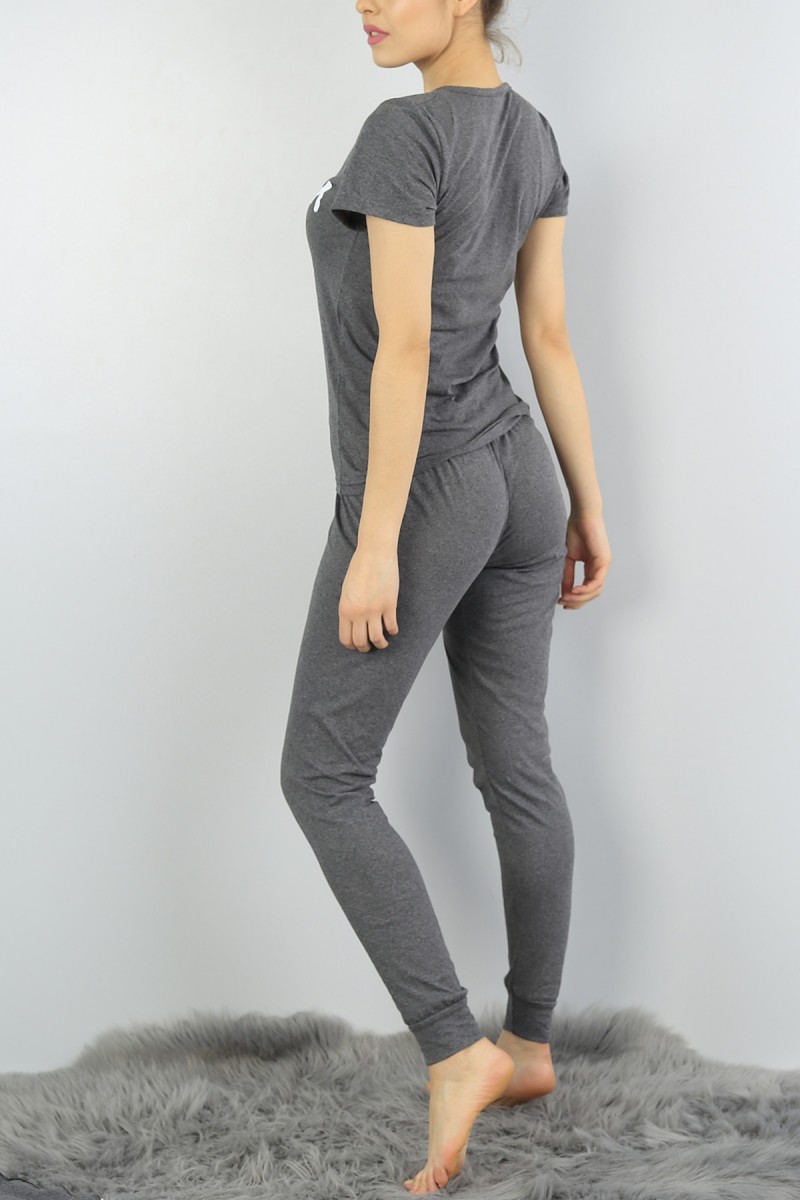 Antrasit Baskılı Bayan Pijama Takımı 54925