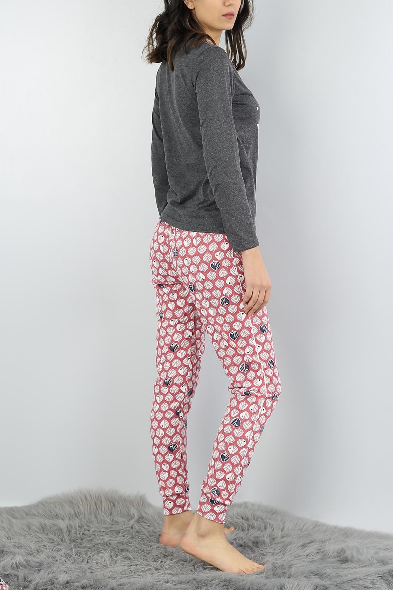 Antrasit Baskılı Bayan Pijama Takımı 54933