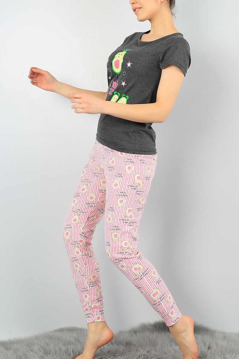 Antrasit Baskılı Bayan Pijama Takımı 58392