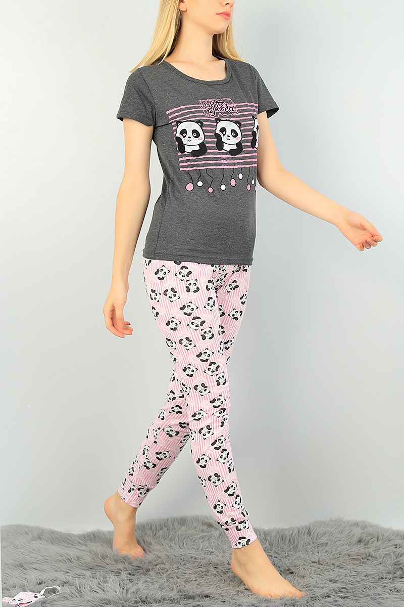 Antrasit Baskılı Bayan Pijama Takımı 73453