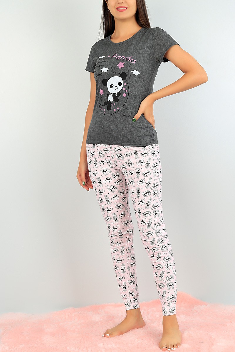 Antrasit Baskılı Bayan Pijama Takımı 73473
